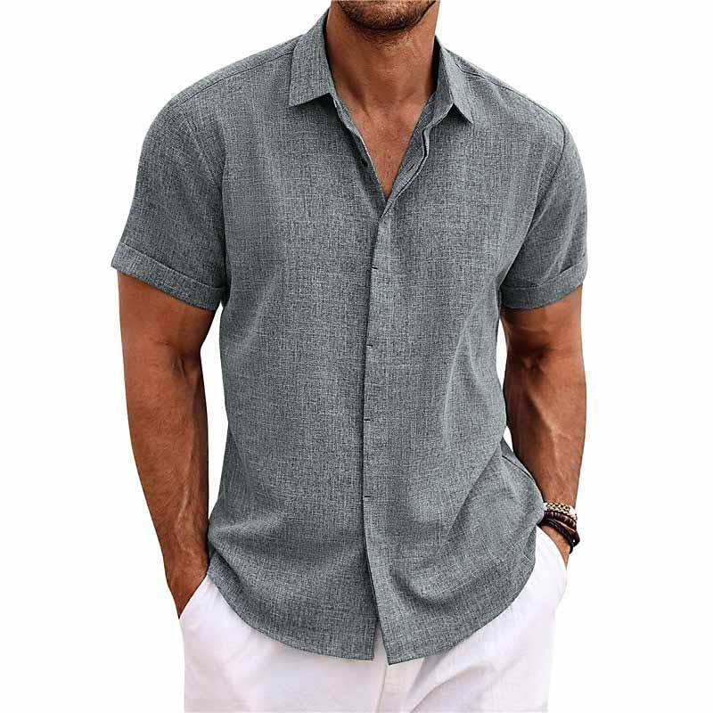 Chemise homme à manches courtes, neuf coloris, du S au 3XL, gris