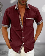 Chemise manches courtes homme coupe ajustée, neuf coloris, bordeaux