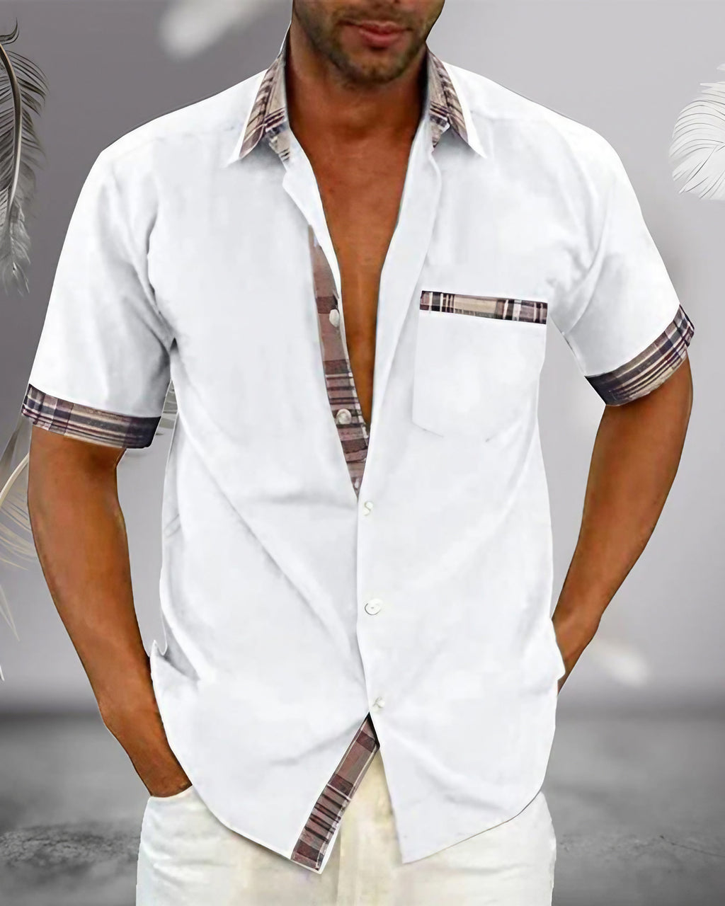 Chemise manches courtes homme coupe ajustée, neuf coloris, blanc