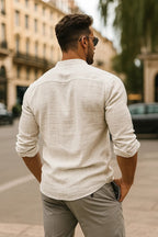 Chemise homme à manches 3/4, coupe fluide, sept coloris