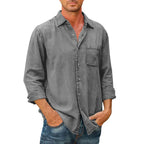 Chemise homme boutonnée coupe classique, cinq coloris, gris