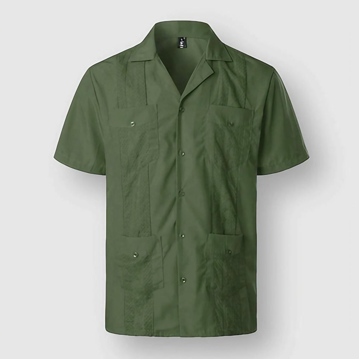 Chemise brodée homme à quatre poches, dix coloris, du S au XL, vert
