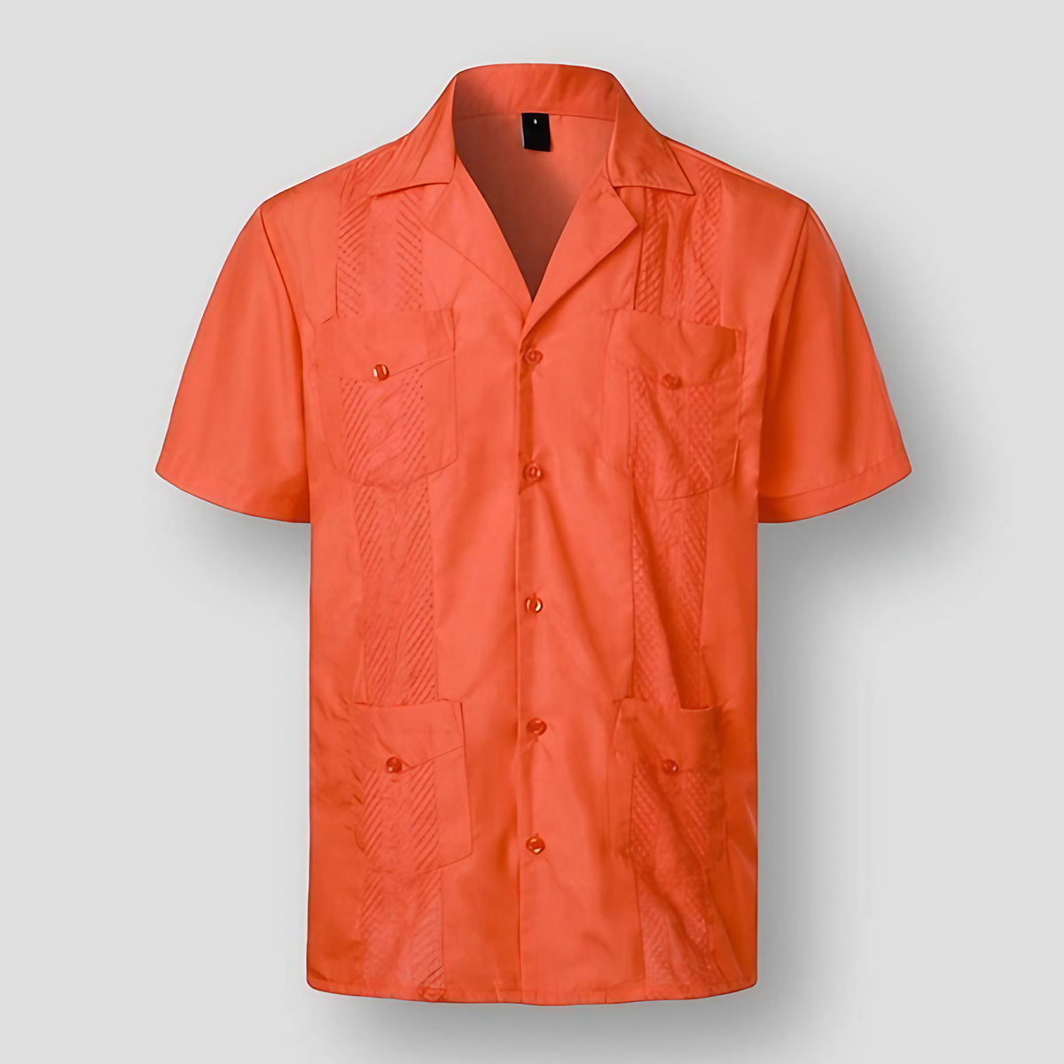 Chemise brodée homme à quatre poches, dix coloris, du S au XL, orange