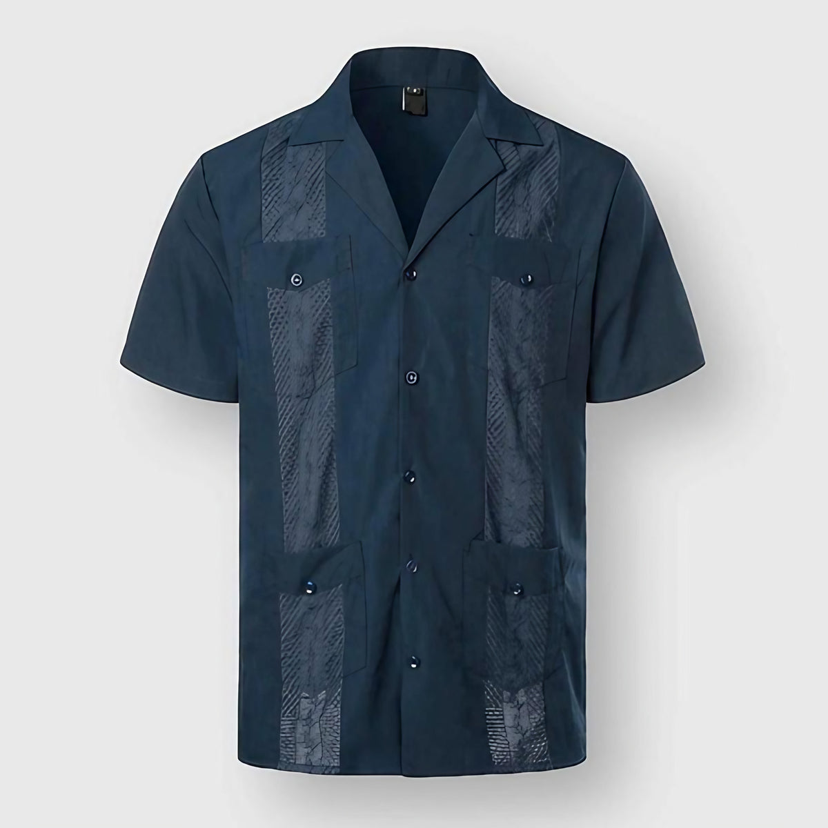 Chemise brodée homme à quatre poches, dix coloris, du S au XL, bleu marine