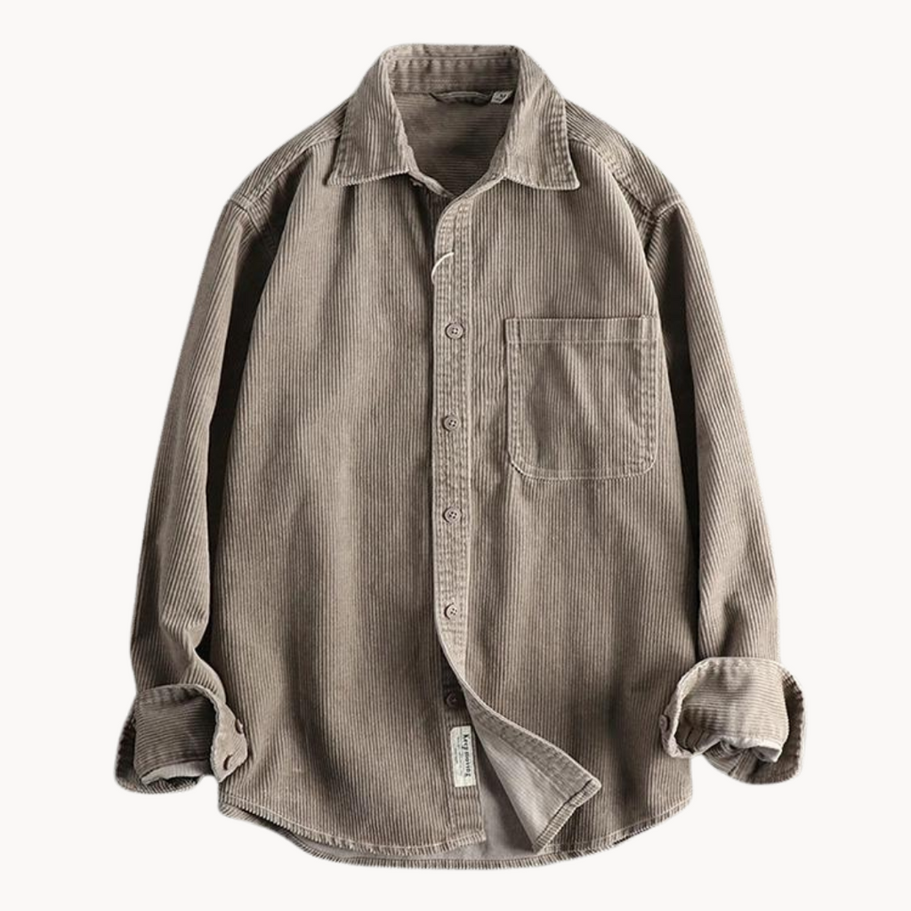 Chemise texturée homme à poches poitrine, coupe décontractée, taupe