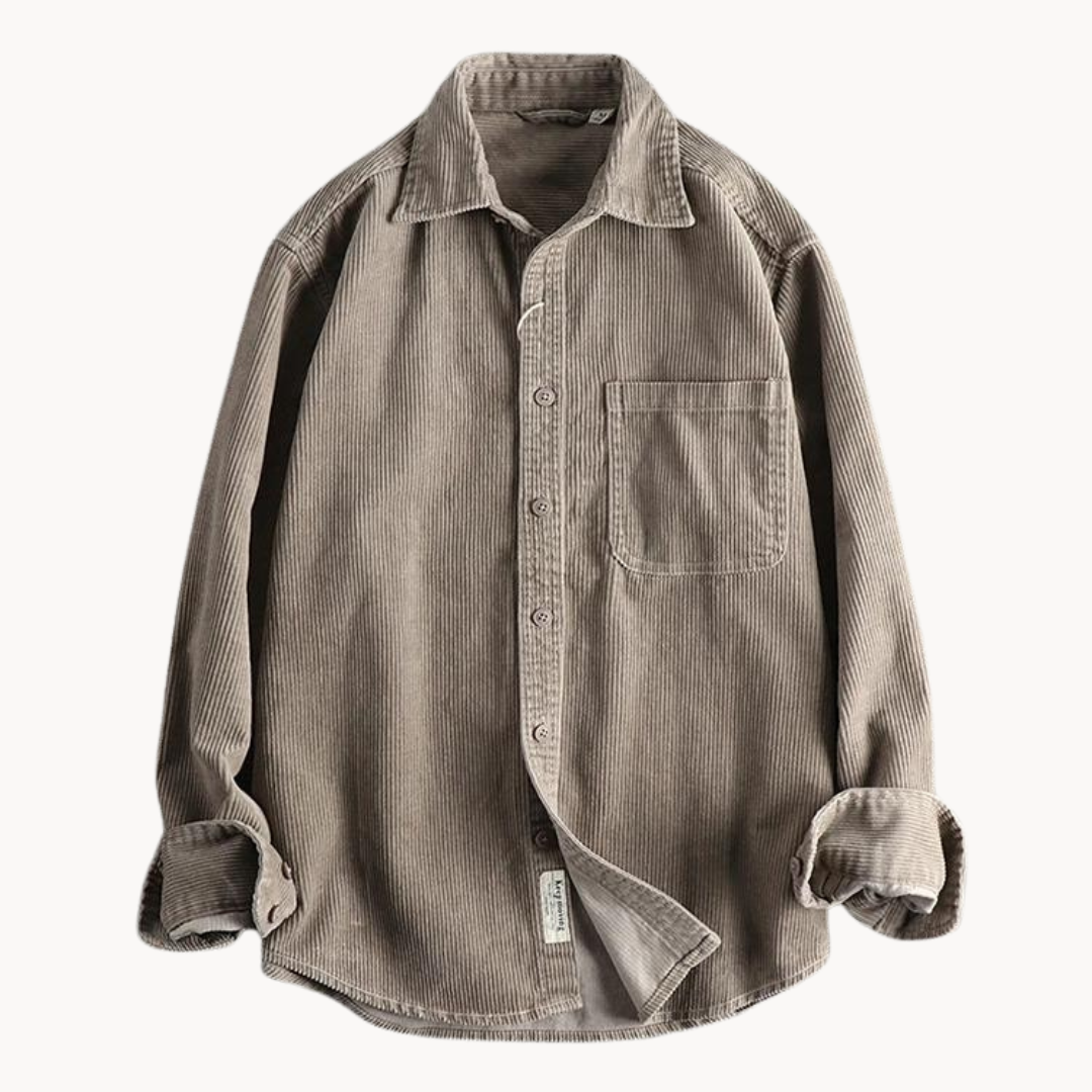 Chemise texturée homme à poches poitrine, coupe décontractée, taupe