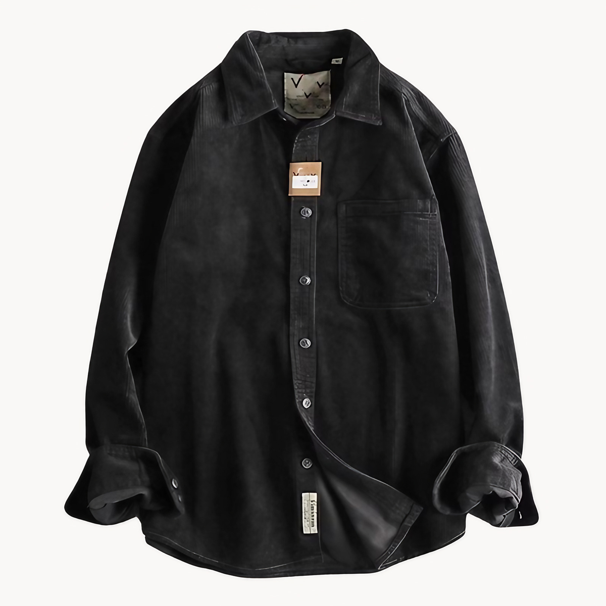 Chemise texturée homme à poches poitrine, coupe décontractée, noir