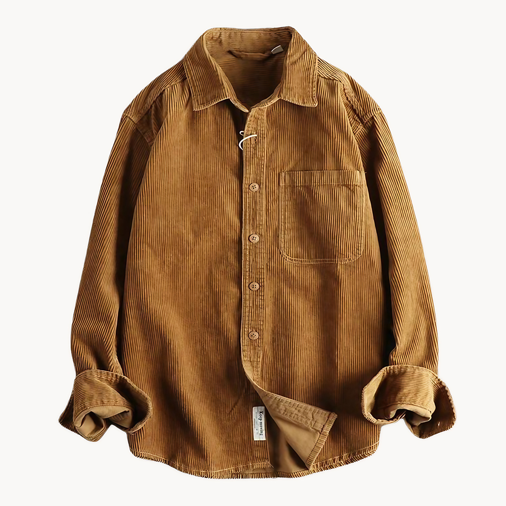 Chemise texturée homme à poches poitrine, coupe décontractée, miel