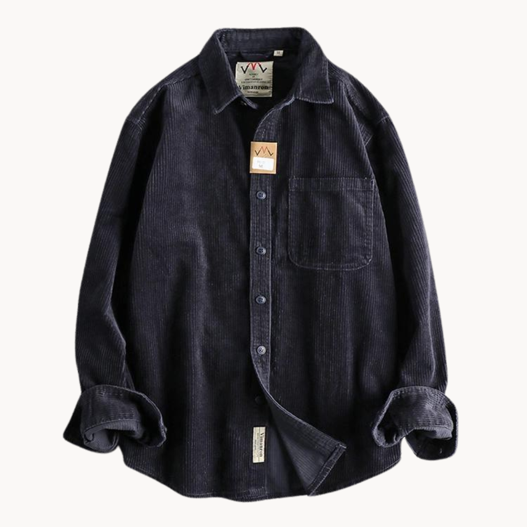 Chemise texturée homme à poches poitrine, coupe décontractée, bleu marine