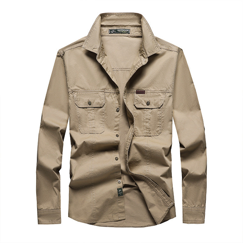 Chemise cargo homme manches longues, poches poitrine, M au 6XL