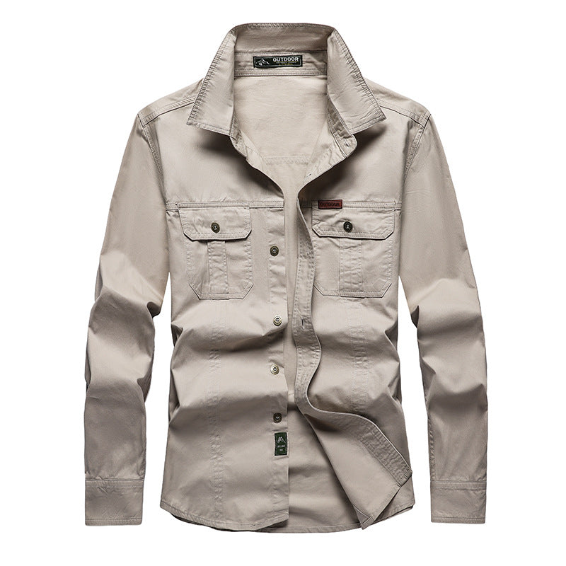 Chemise cargo homme manches longues, poches poitrine, M au 6XL