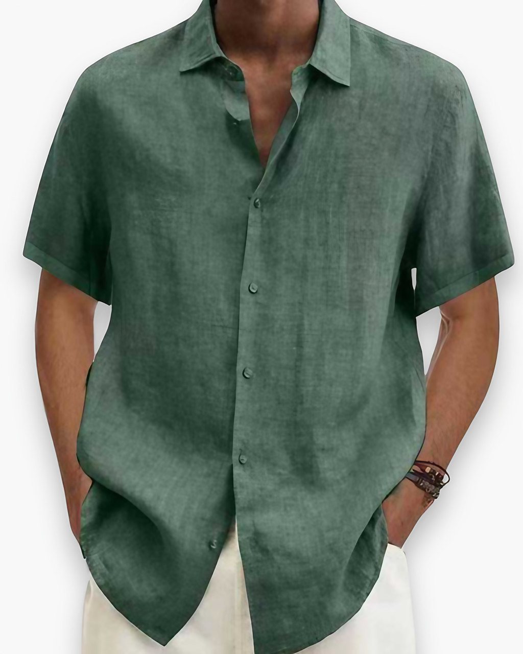 Chemise homme manches courtes, coupe ajustée, du S au 5XL, vert