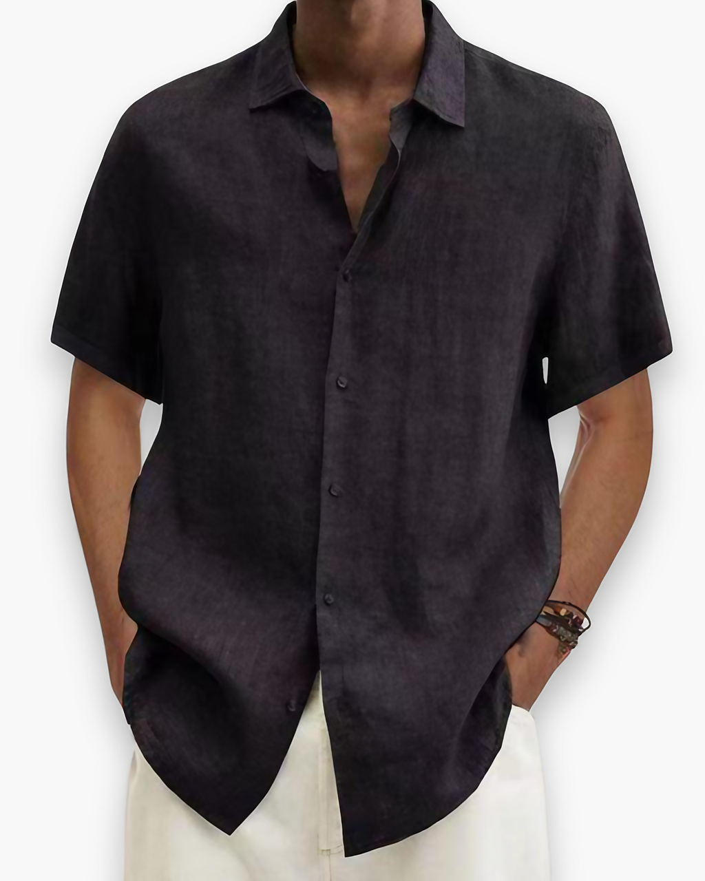 Chemise homme manches courtes, coupe ajustée, du S au 5XL, noir