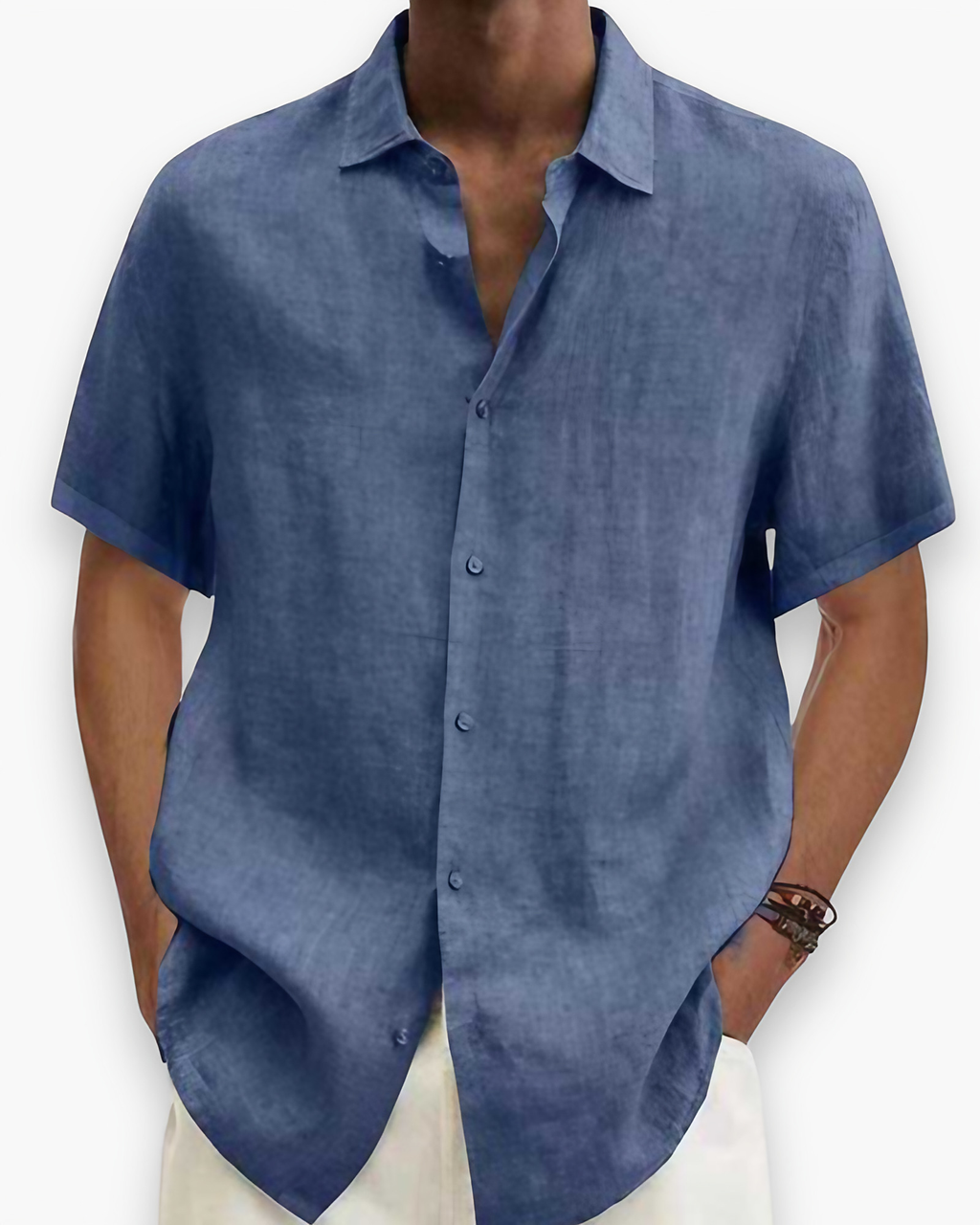 Chemise homme manches courtes, coupe ajustée, du S au 5XL, bleu