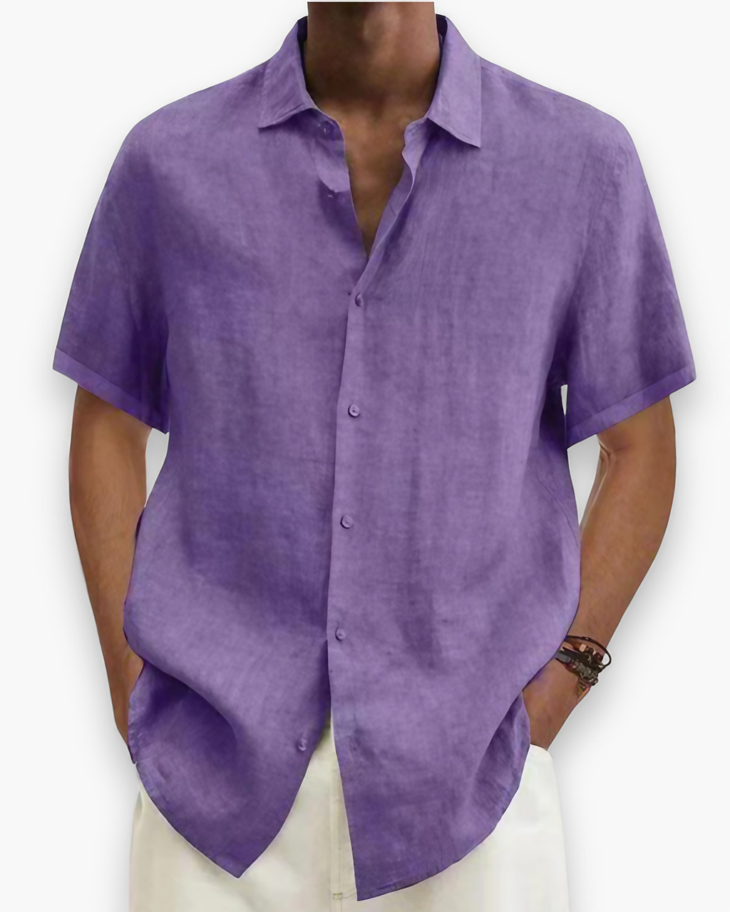 Chemise homme manches courtes, coupe ajustée, du S au 5XL, violet