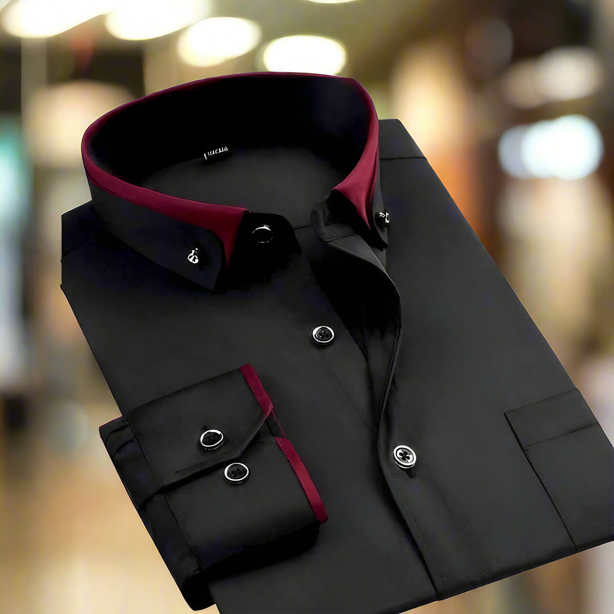 Chemise homme à manches longues, coupe ajustée, sept coloris, noir