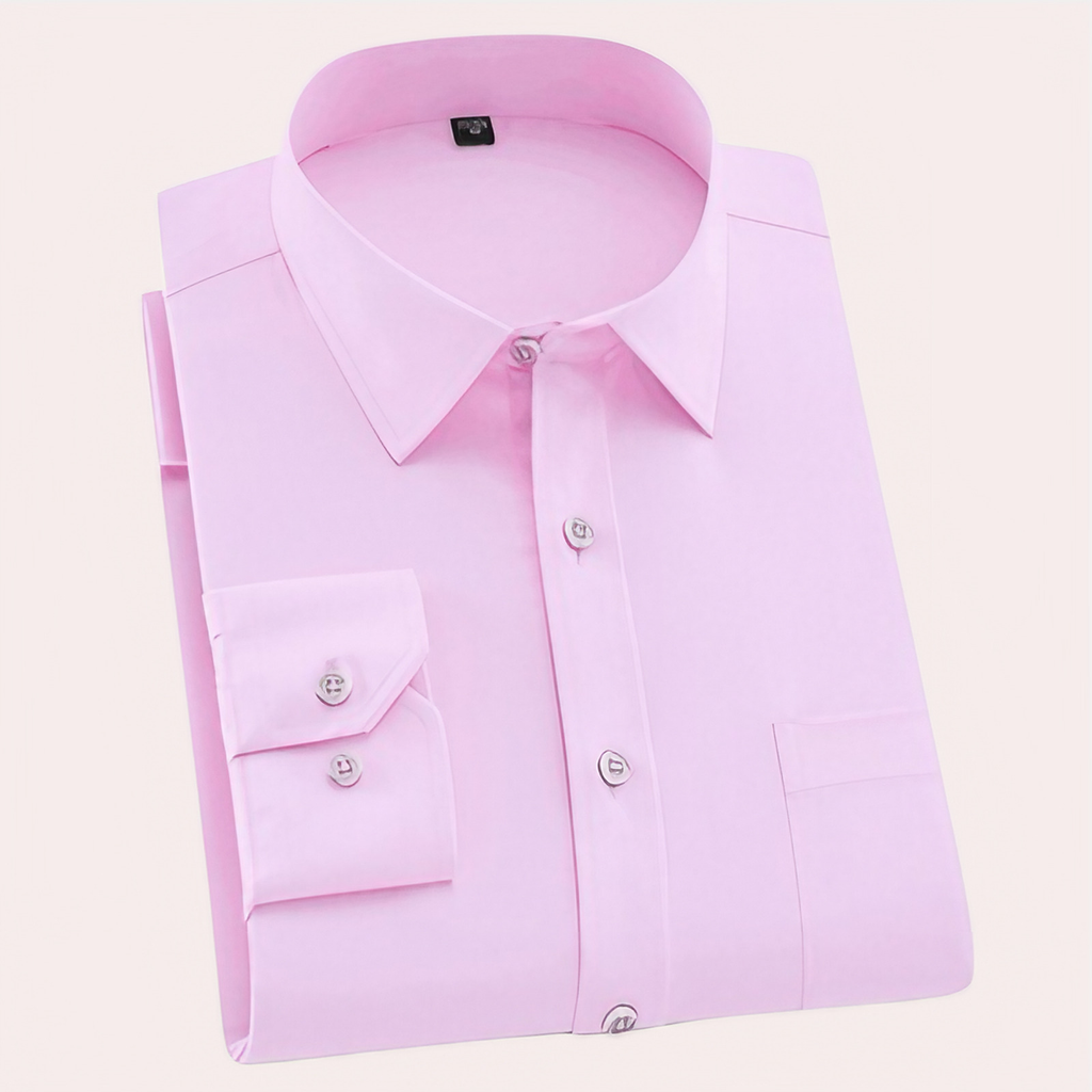 Chemise homme sans repassage, coupe ajustée, six coloris, rose