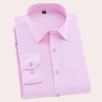 Chemise homme sans repassage, coupe ajustée, six coloris, rose