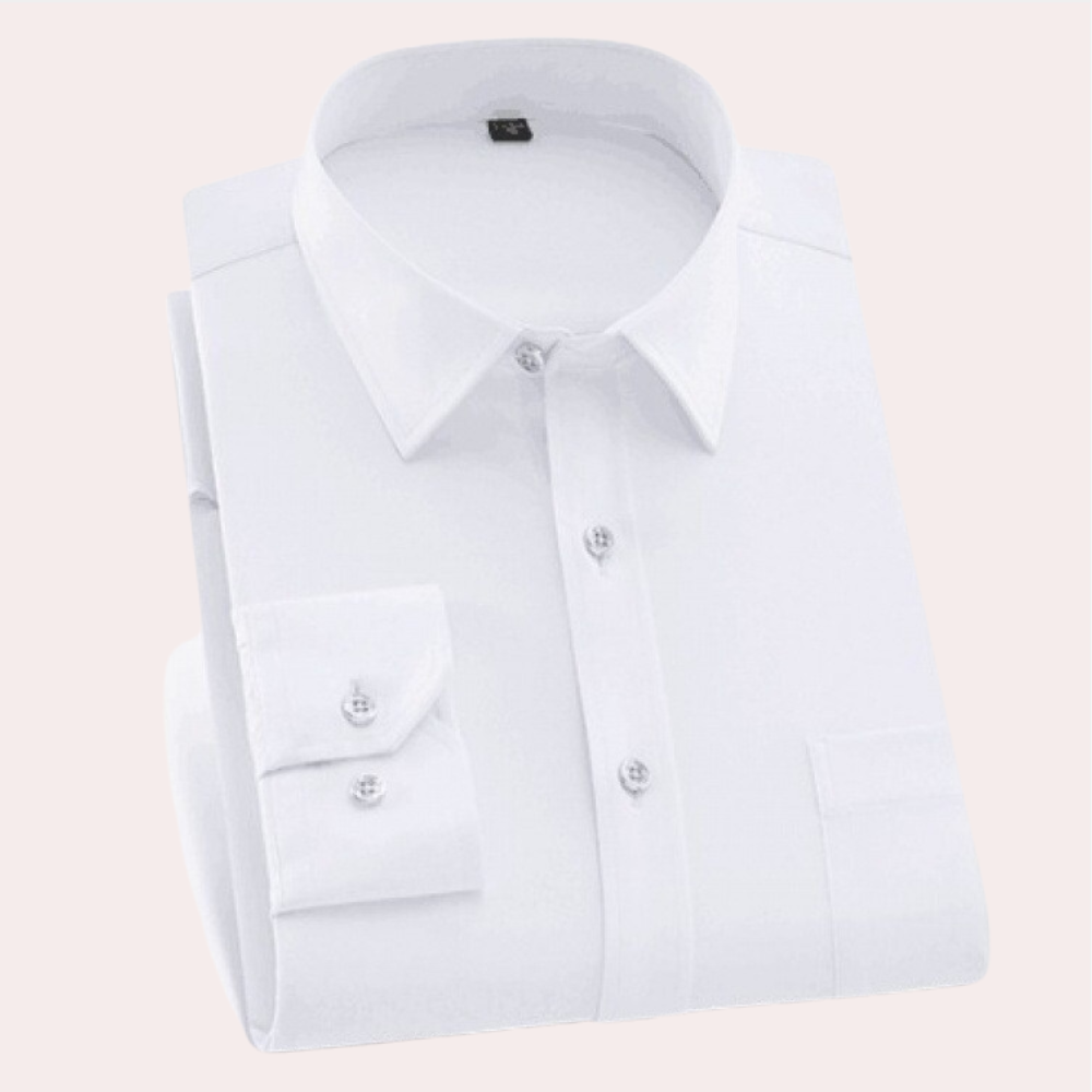 Chemise homme sans repassage, coupe ajustée, six coloris, blanc