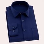 Chemise homme sans repassage, coupe ajustée, six coloris, bleu
