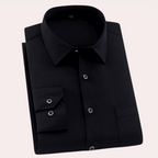 Chemise homme sans repassage, coupe ajustée, six coloris, noir