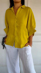 Chemise femme nouée à la taille, huit coloris, du S au 5XL, jaune