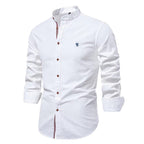 Chemise homme col Mao, coupe ajustée, huit coloris, blanc