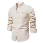 Chemise homme col Mao, coupe ajustée, huit coloris, kaki
