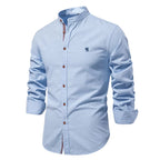 Chemise homme col Mao, coupe ajustée, huit coloris, bleu