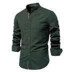 Chemise homme col Mao, coupe ajustée, huit coloris, vert