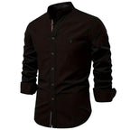 Chemise homme col Mao, coupe ajustée, huit coloris, noir