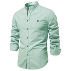 Chemise homme col Mao, coupe ajustée, huit coloris, vert clair