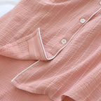 Chemise de nuit femme à rayures pastel, col à revers