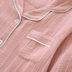 Chemise de nuit femme à rayures pastel, col à revers