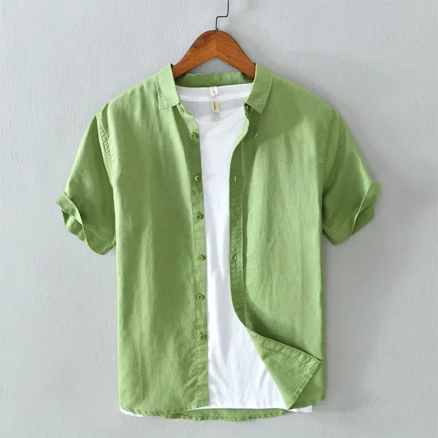 Chemise homme décontractée à col classique, sept coloris, vert