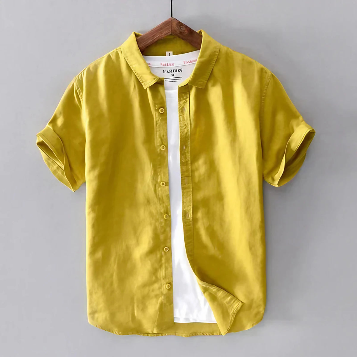 Chemise homme décontractée à col classique, sept coloris, jaune
