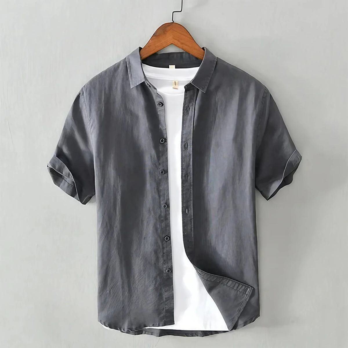 Chemise homme décontractée à col classique, sept coloris, gris foncé