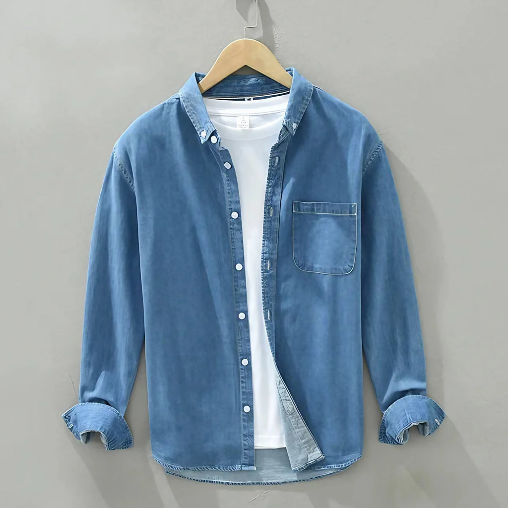 Chemise en jean homme, coupe classique, du XS au 2XL, bleu foncé 2