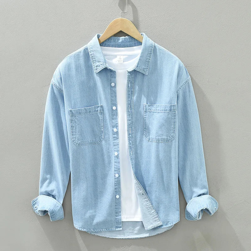 Chemise en jean homme, coupe classique, du XS au 2XL
