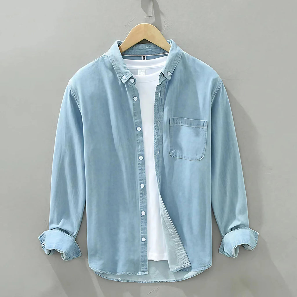 Chemise en jean homme, coupe classique, du XS au 2XL, bleu