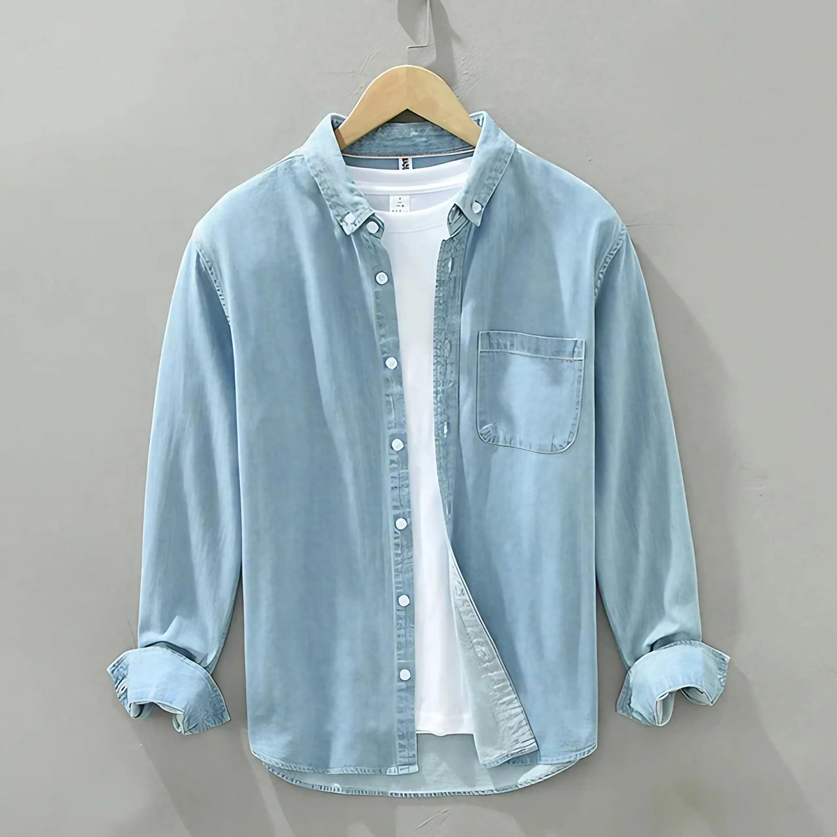 Chemise en jean homme, coupe classique, du XS au 2XL, bleu