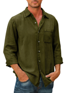 Chemise en jean homme à manches longues, col pointu, du S au 5XL, vert