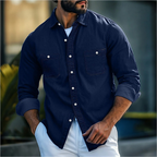 Chemise en jean homme à poches poitrine, quatre coloris, bleu foncé