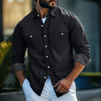 Chemise en jean homme à poches poitrine, quatre coloris, noir