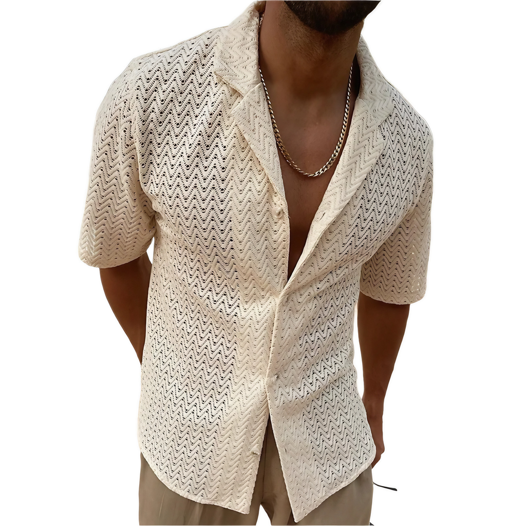 Chemise d'été homme coupe ample, cinq coloris, du S au 3XL, beige