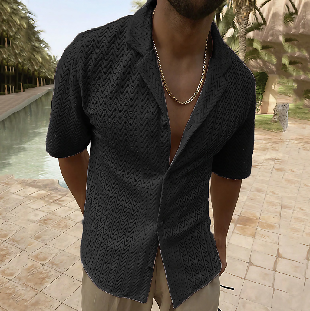 Chemise d'été homme coupe ample, cinq coloris, du S au 3XL, noir