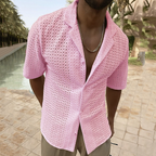Chemise d'été homme coupe ample, cinq coloris, du S au 3XL, rose