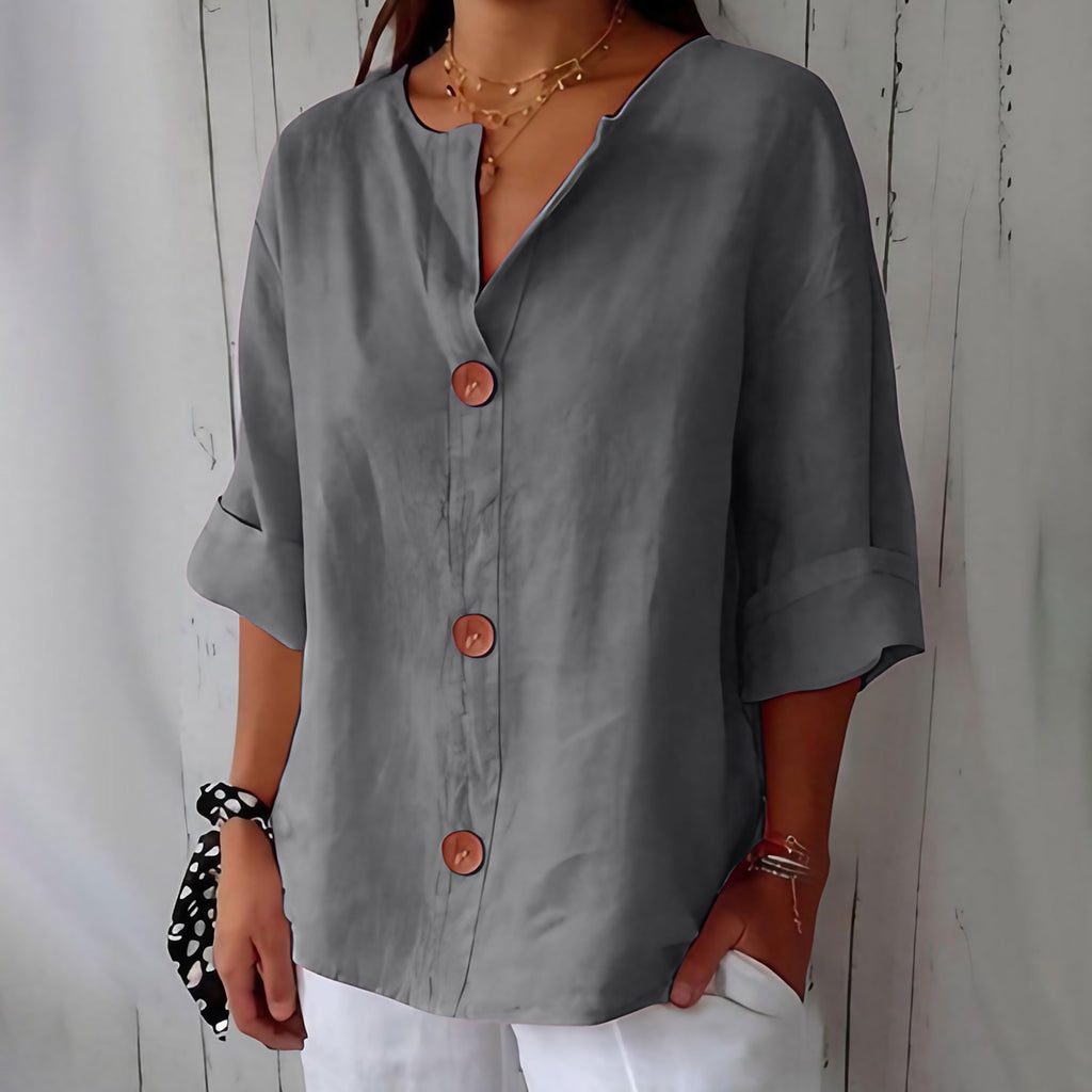 Chemise femme d'été coupe fluide, onze coloris, du S au 5XL, gris