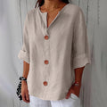 Chemise femme d'été coupe fluide, onze coloris, du S au 5XL, beige sable