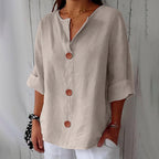 Chemise femme d'été coupe fluide, onze coloris, du S au 5XL, beige sable